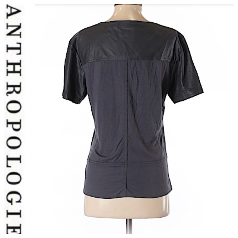 πSALEπ Anthropologie Trouve Leather Scoop Top - Picture 2 of 9